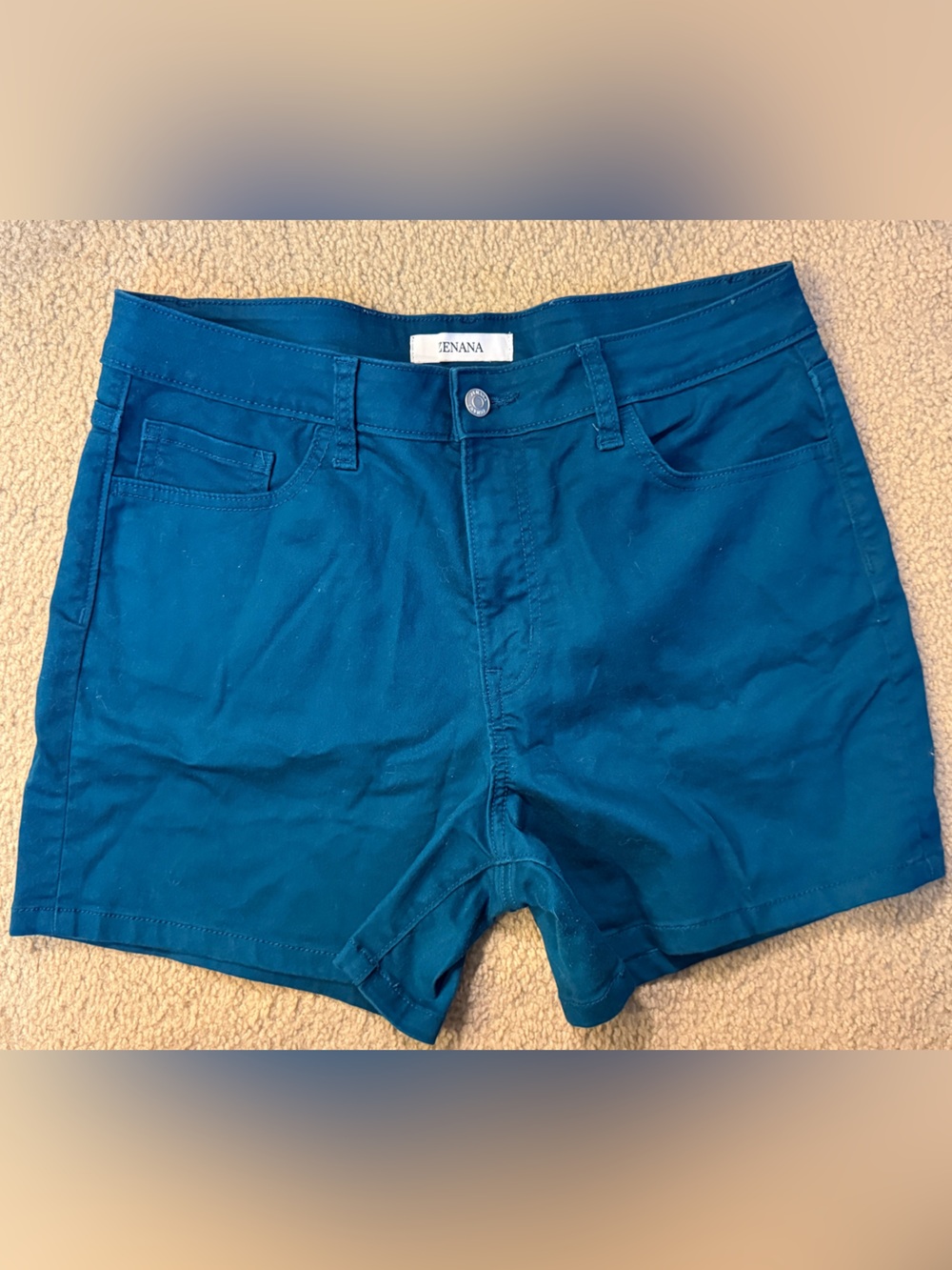 Zenana Outfitters Dark Teal Blue Casual Shorts with Front Pockets